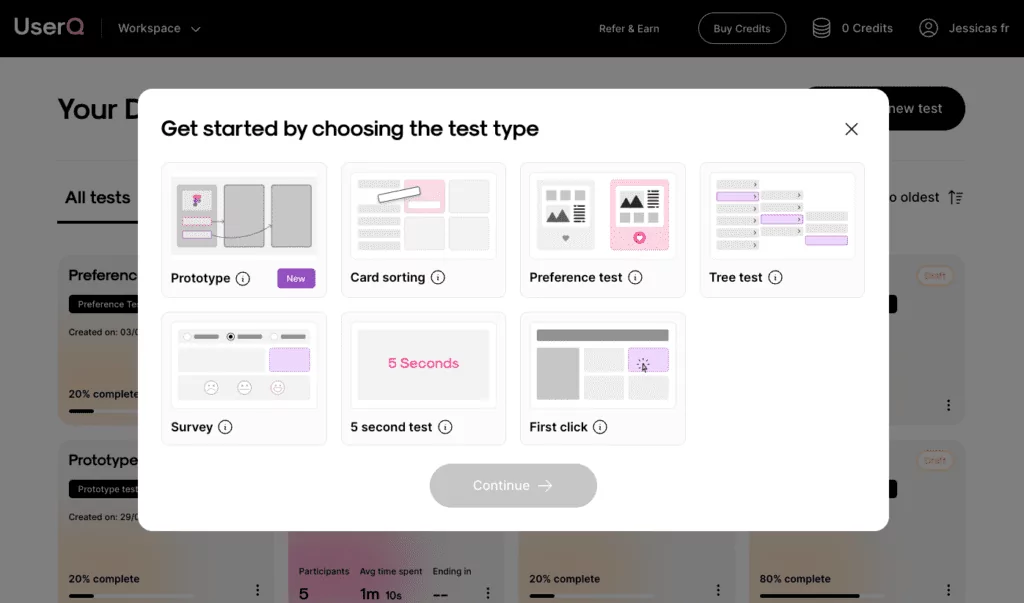 Choose test type_userQ